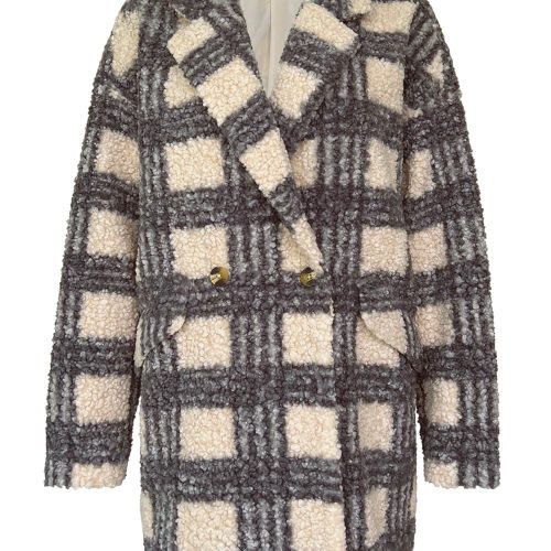 Buffalo David Bitton Aurelie Blue Cream Plaid Women's Car Coat - JK0009F  