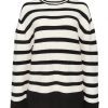 Buffalo David Bitton Drew Black Stripe Women's Funnel Neck Sweater - SW0020F