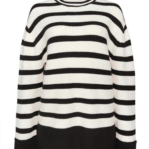 Buffalo David Bitton Drew Black Stripe Women's Funnel Neck Sweater - SW0020F  