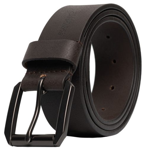 Buffalo David Bitton Full Grain Brown Buffalo Leather Belt with Blackened Finish - BB1004C13 Color BROWN