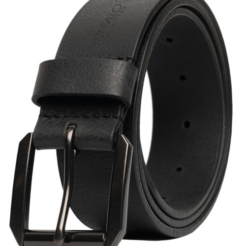 Buffalo David Bitton Full Grain Black Buffalo Leather Belt with Blackened Finish - BB1004C04 Color BLACK