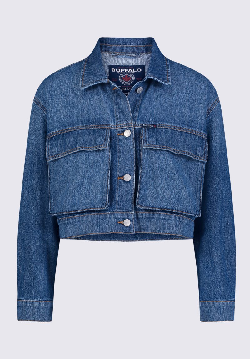 Buffalo David Bitton Teagan Women's Boxy Denim Jacket in Authentic Blue - BL15957 Color