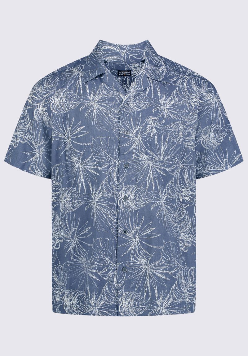 Buffalo David Bitton Suresh Men's Short Sleeve Camp Shirt, Mirage Blue - BM24293 Color