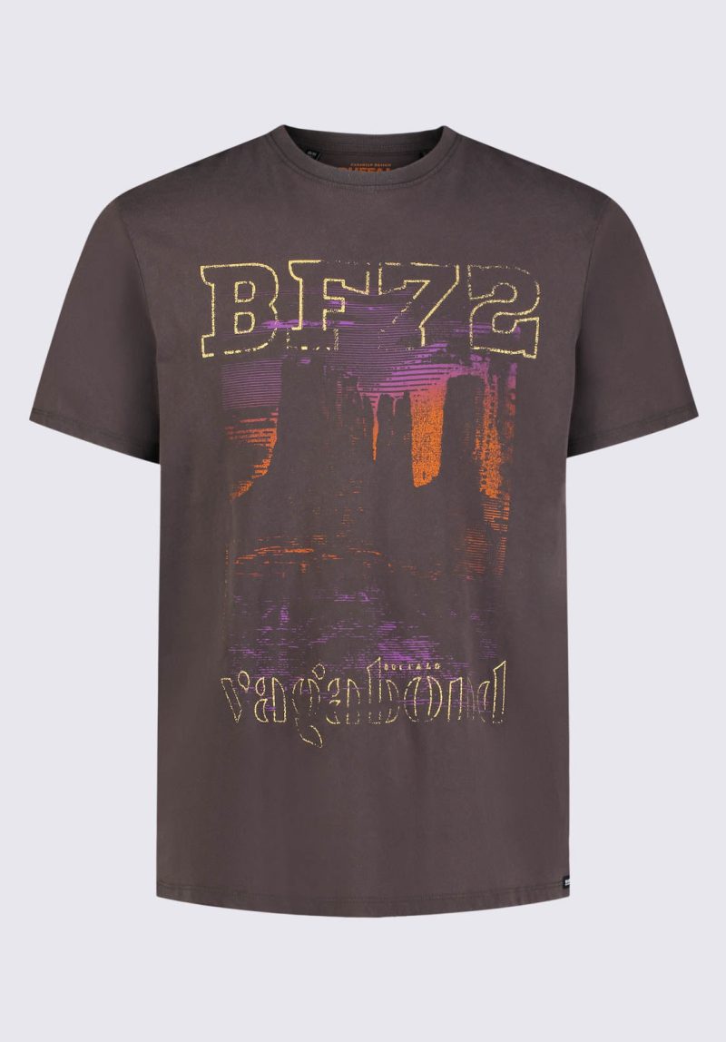 Buffalo David Bitton Tomer Men's Graphic T-shirt in Charcoal Grey - BM24324 Color