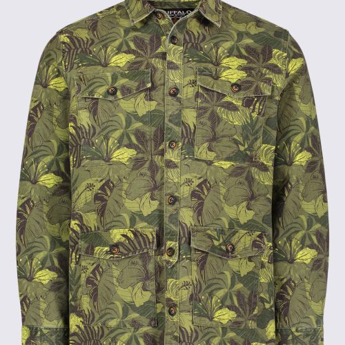 Buffalo David Bitton Jicama Men's Shirt Jacket in Sphagnum Green Print - BM24340 Color 