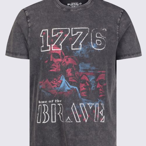 Buffalo David Bitton Tykeim Men's Short Sleeve Graphic T-shirt, Black Vintage - BM24353 Color