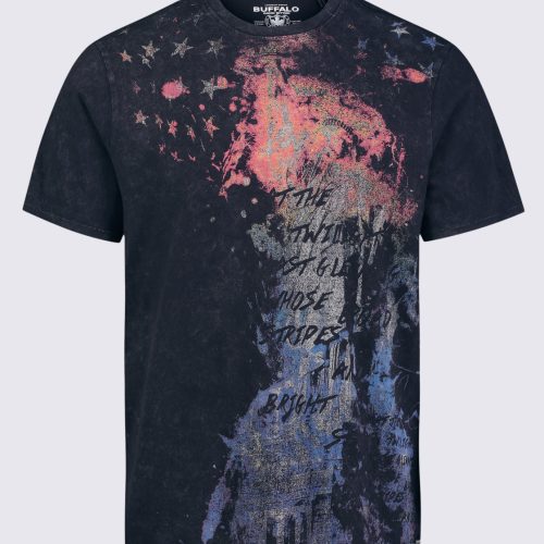 Buffalo David Bitton Tylow Men's Short Sleeve Graphic T-shirt, Black - BM24354 Color