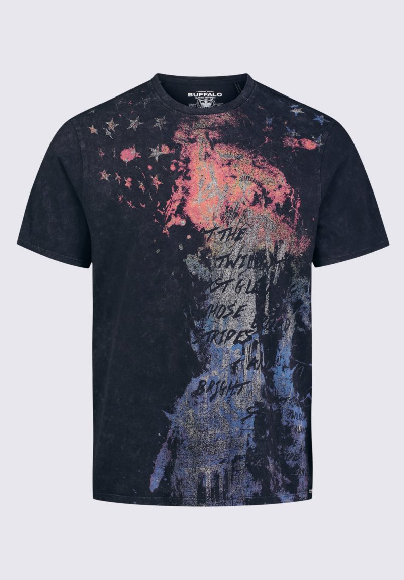 Buffalo David Bitton Tylow Men's Short Sleeve Graphic T-shirt, Black - BM24354 Color