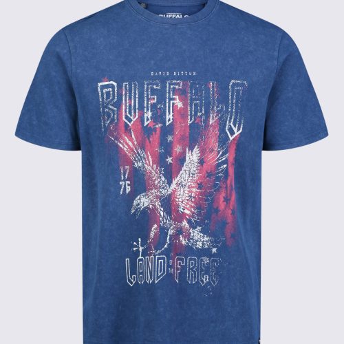 Buffalo David Bitton Tyrus Men's Short Sleeve Graphic T-shirt, Blue - BM24355 Color 