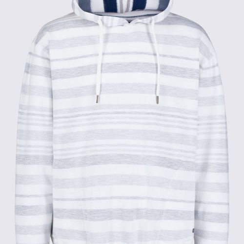 Buffalo David Bitton Fazel Men's Striped Hoodie, White with Light Blue - BM24456 Color 