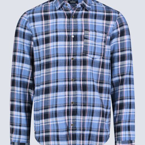 Buffalo David Bitton Saroz Men's Classic Plaid Button-Up Shirt, Midnight blue - BM24499