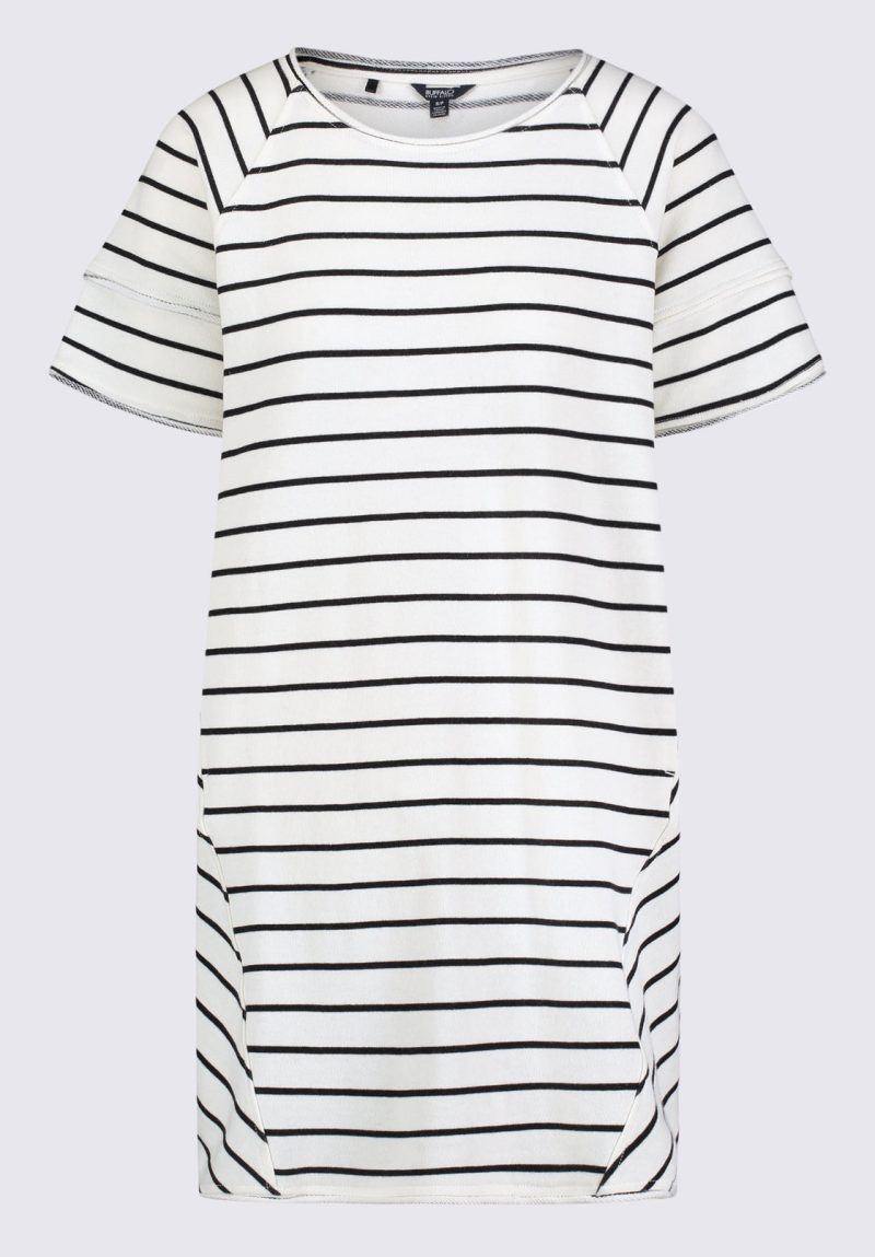 Buffalo David Bitton Delfina Women's T-Shirt Dress, White and Black Striped - KD0006S Color