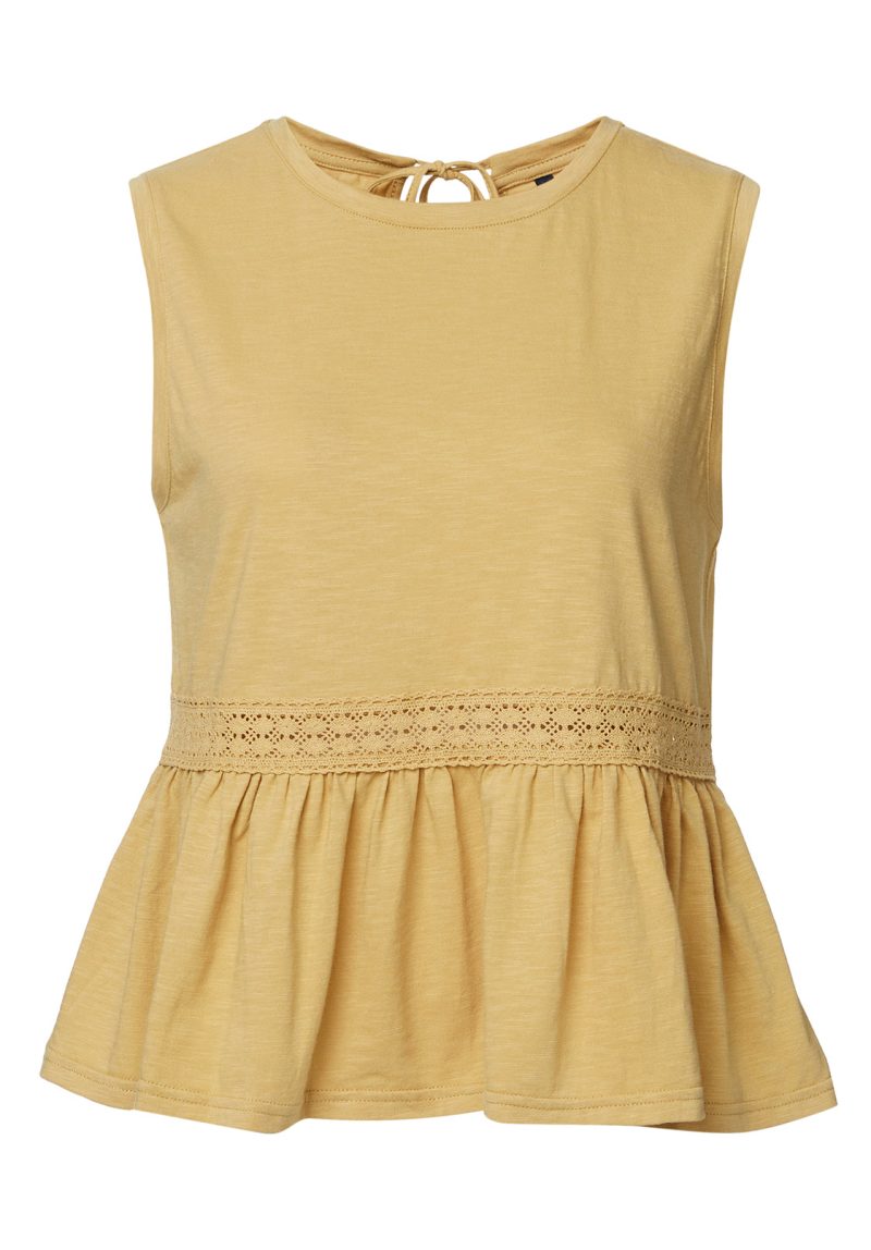 Buffalo David Bitton Farren Curry Yellow Women’s Peplum Tank Top - KT0029S