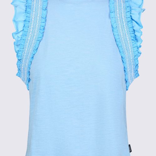 Buffalo David Bitton Betina Women's Ruffled Cropped Tank Top, Blue - KT0143S Color