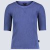 Buffalo David Bitton Tabbey Women's Ribbed Half-Sleeve Top, Blue - KT0172H