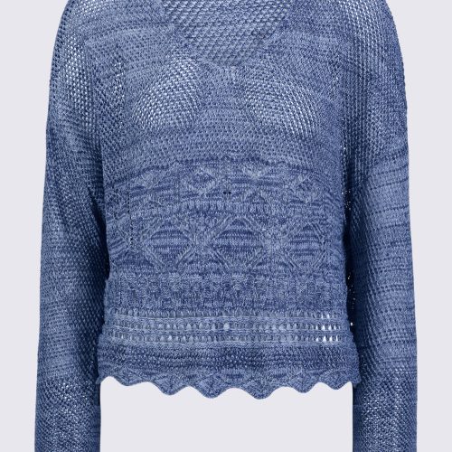 Buffalo David Bitton Cornelia Women's Crochet Cropped Sweater, Denim Blue - SW0056S Color