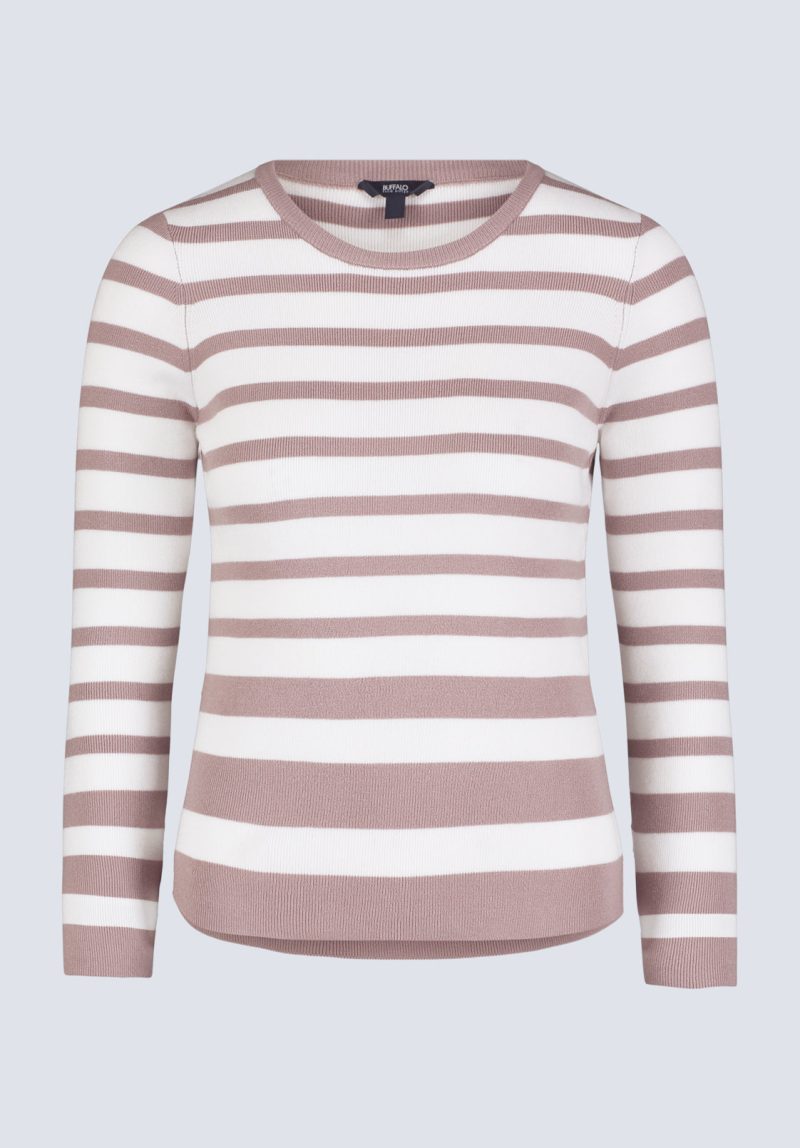 Buffalo David Bitton Scotlyn Women's Striped Long-Sleeve Sweater, White & tan - SW0103H