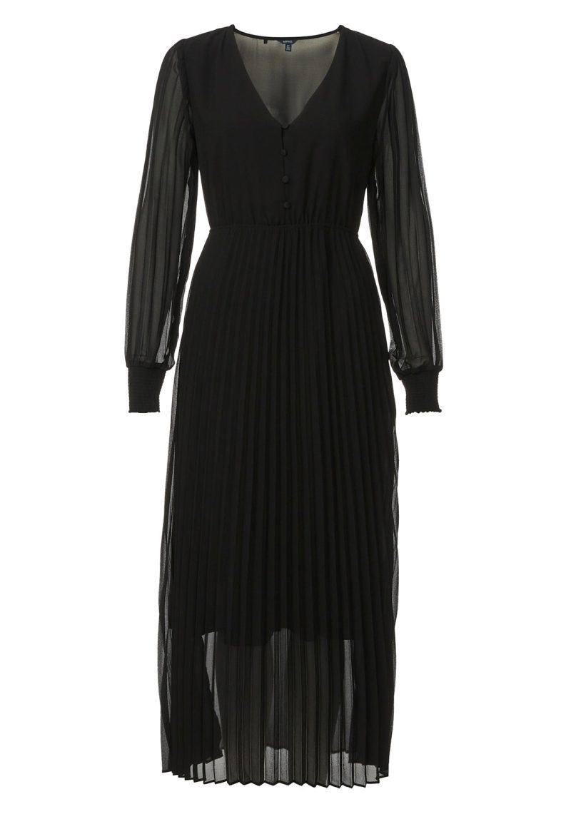 Buffalo David Bitton Amalfi Black Women's Long Sleeve V-neck Dress - WD0018H