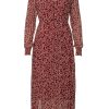 Buffalo David Bitton Amalfi Red Leopard Women's Long Sleeve V-neck Dress - WD0018H Color RED LEOPARD