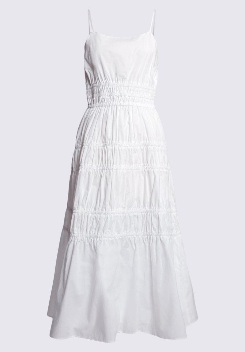 Buffalo David Bitton Balia Women's Long Ruched Tiered Dress, White - WD0047S Color