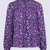 Buffalo David Bitton Zosia Women's Floral Print Smocked Blouse, Purple - WT0130H